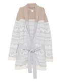 Eleventy patterned-jacquard belted cardigan - Neutrals