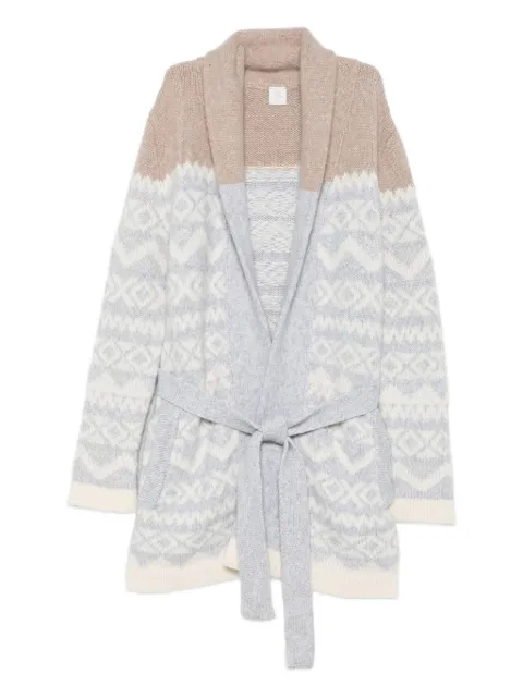 Eleventy patterned-jacquard belted cardigan