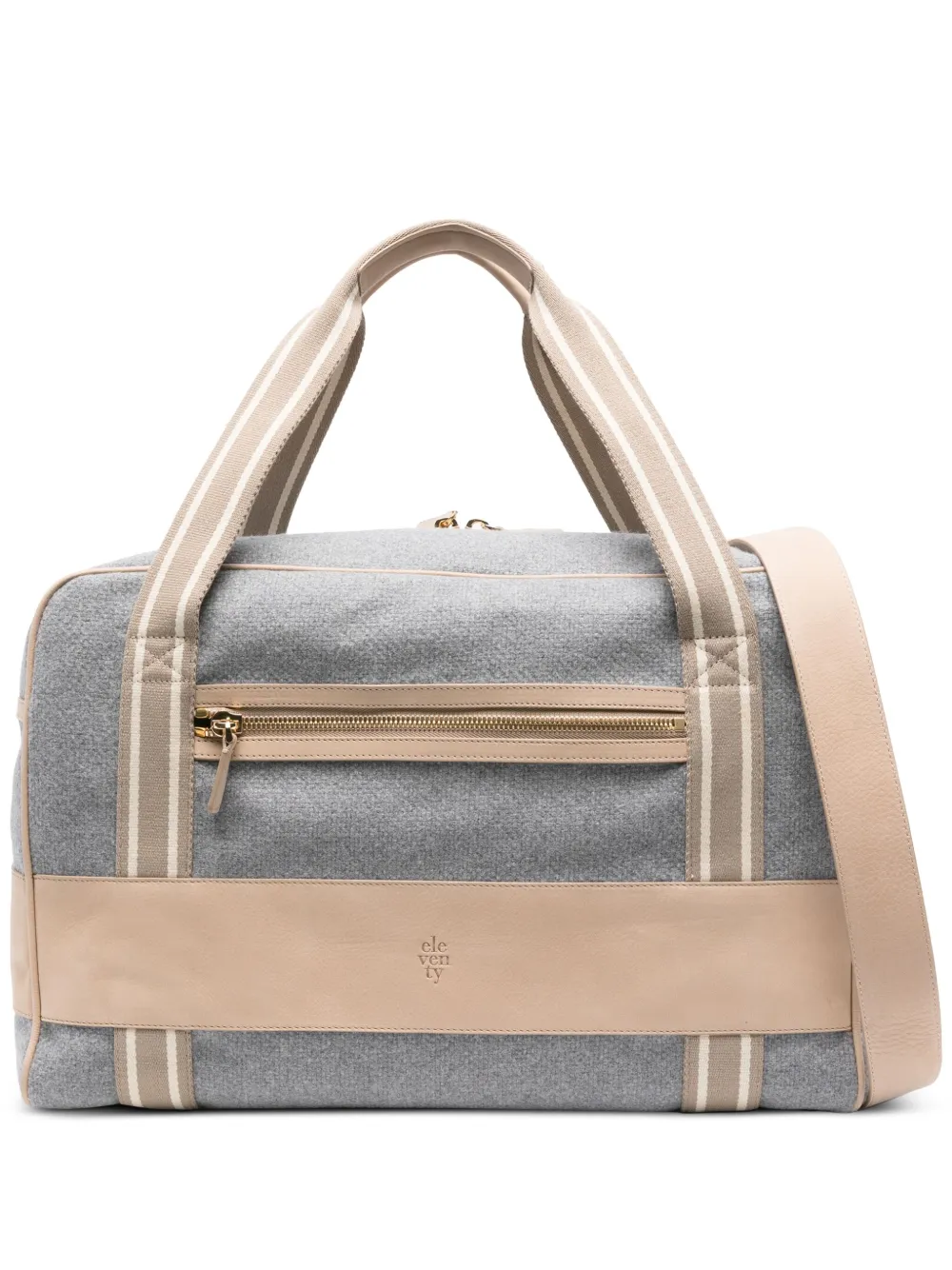 leather-trimmed wool duffle bag