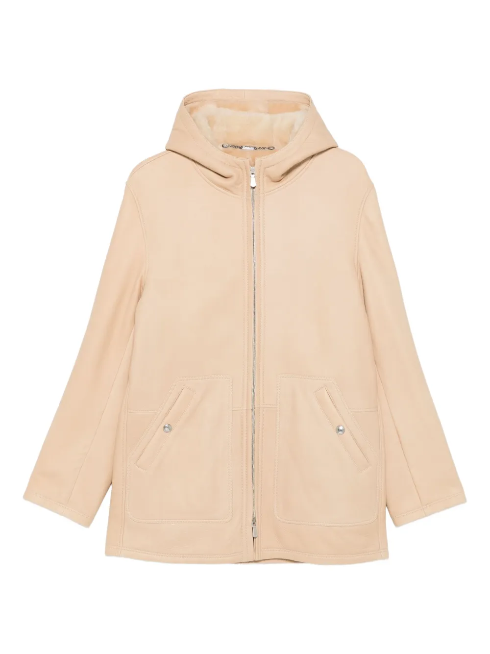 Eleventy veste en cuir à capuche | tons neutres | Image 1