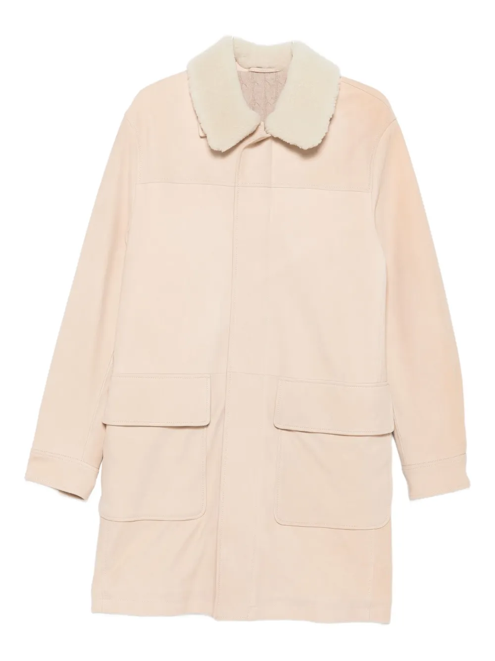 Eleventy Parka in pelle con collo in shearling - Toni neutri