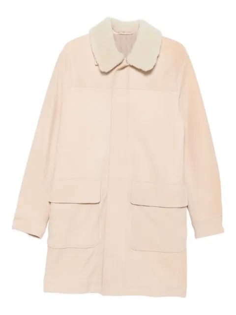 Eleventy leather shearling-collar parka