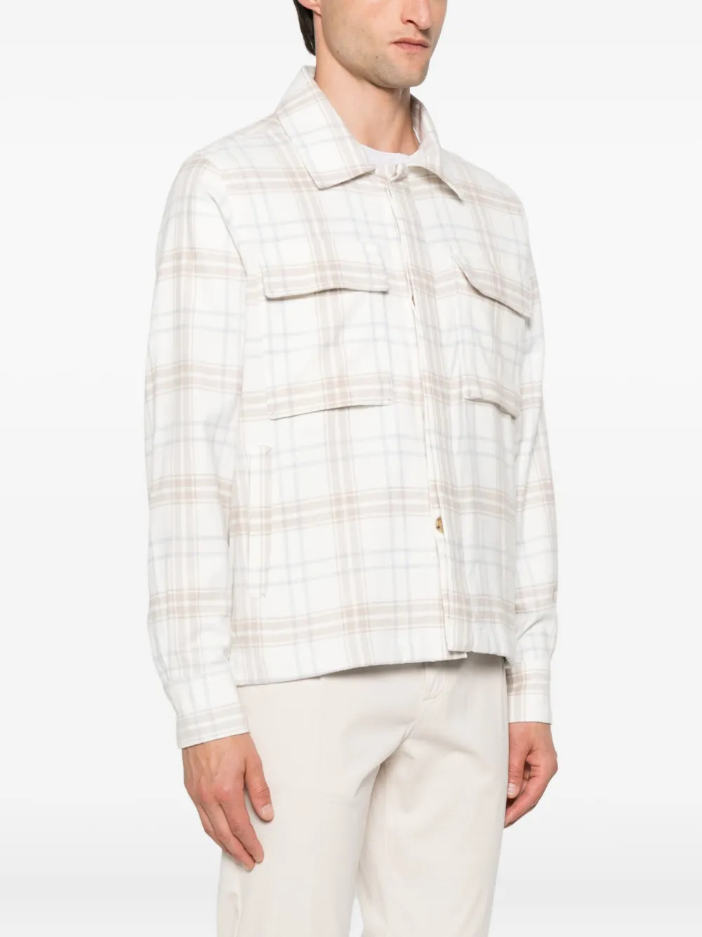  Eleventy Checked Shirt - Neutrals 
