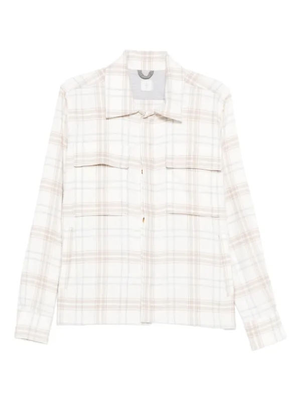 未使用38サイズ/eleventy チェック長袖シャツ Eleventy チェック シャツ | ニュートラル | FARFETCH JP