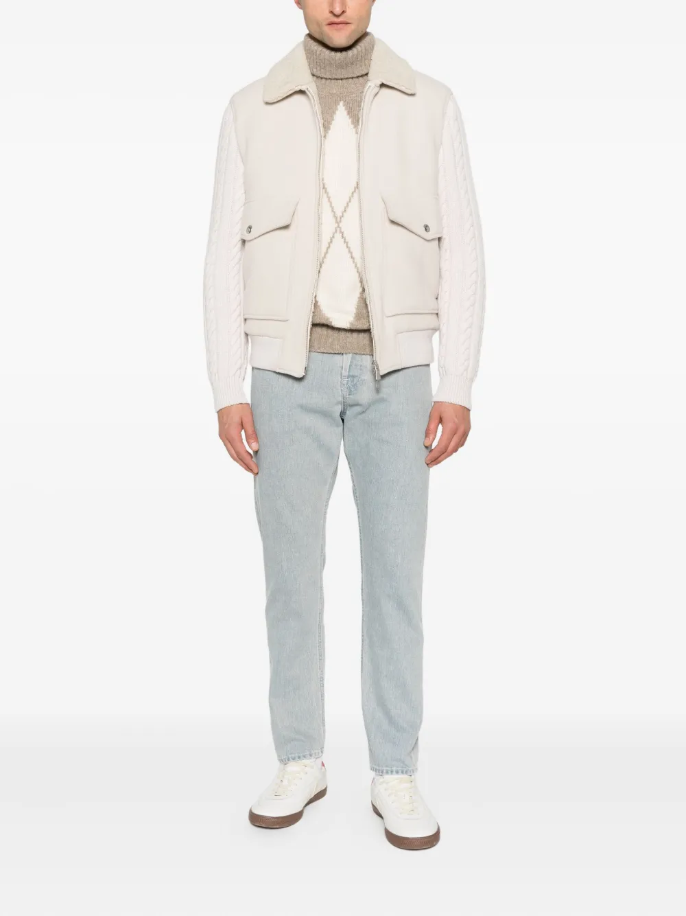 Eleventy Kabelgebreid jack Beige