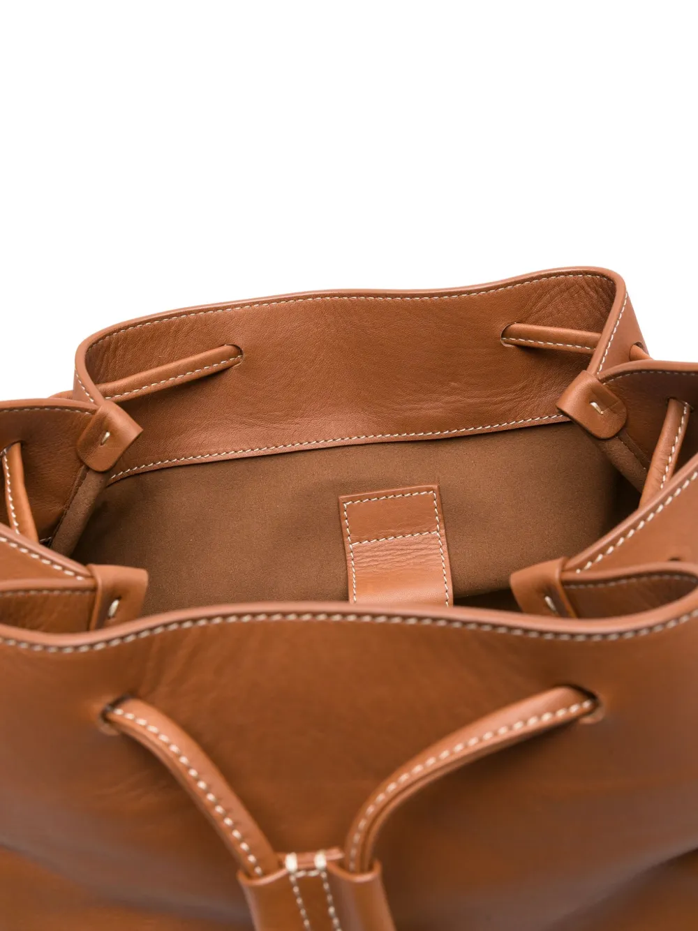 Flap-Fastening Leather Backpack