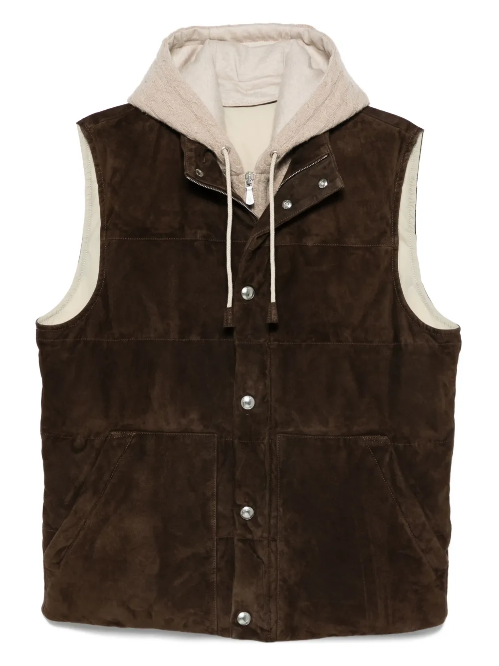Eleventy Suède bodywarmer Bruin