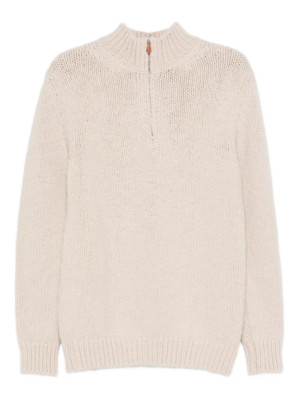 Eleventy Trui met halve rits Beige