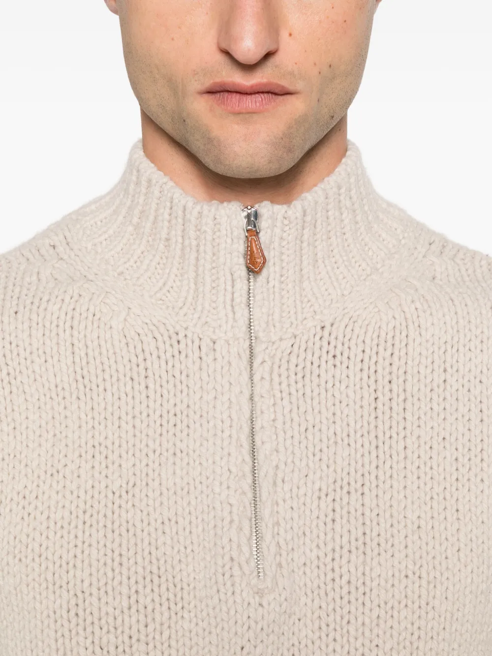 Eleventy Trui met halve rits Beige