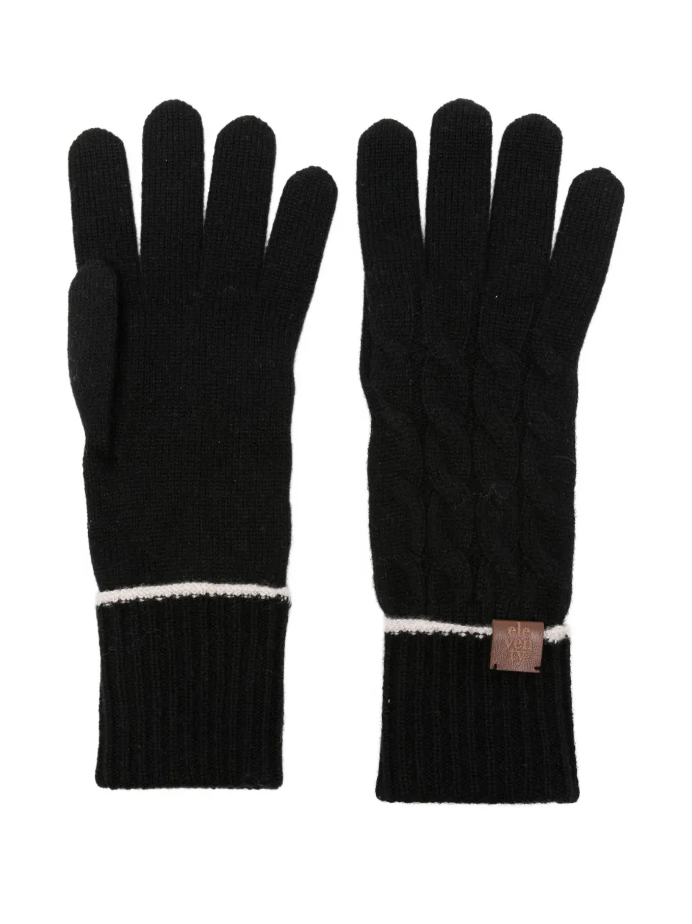Eleventy cable-knit cashmere gloves | Black | Image 1