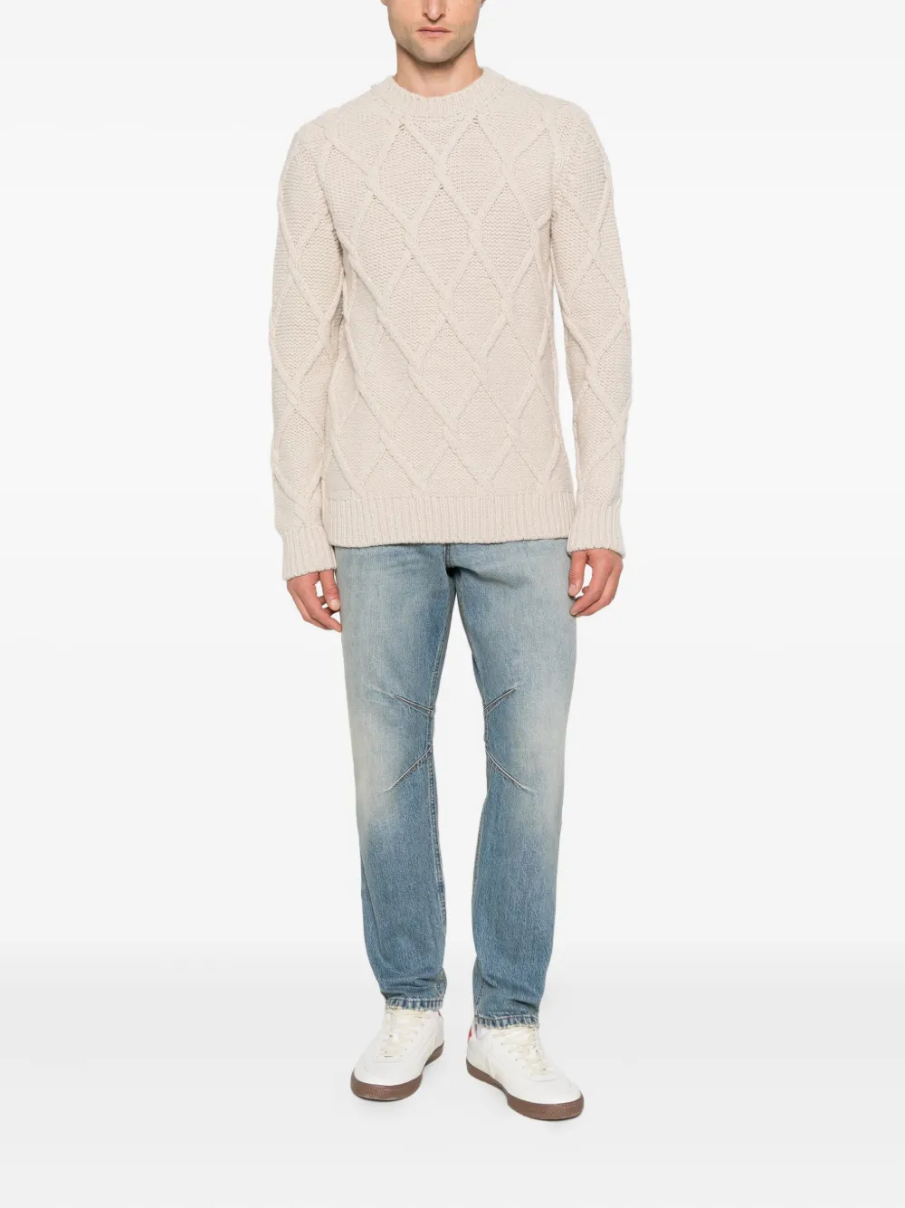 Eleventy Kabelgebreide trui Beige