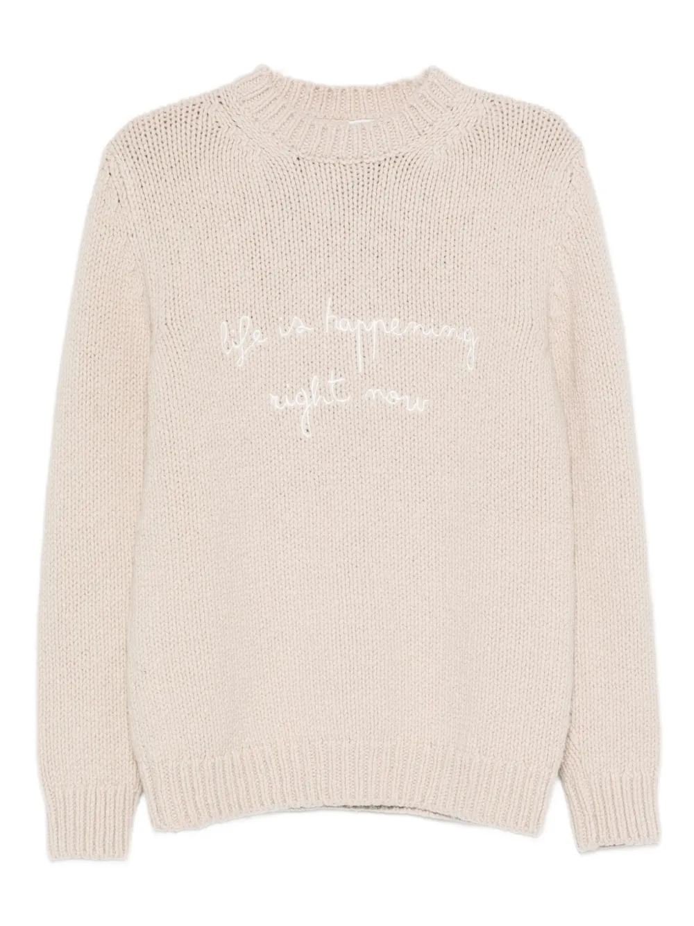 Eleventy Sweater met borduurwerk en ronde hals Beige