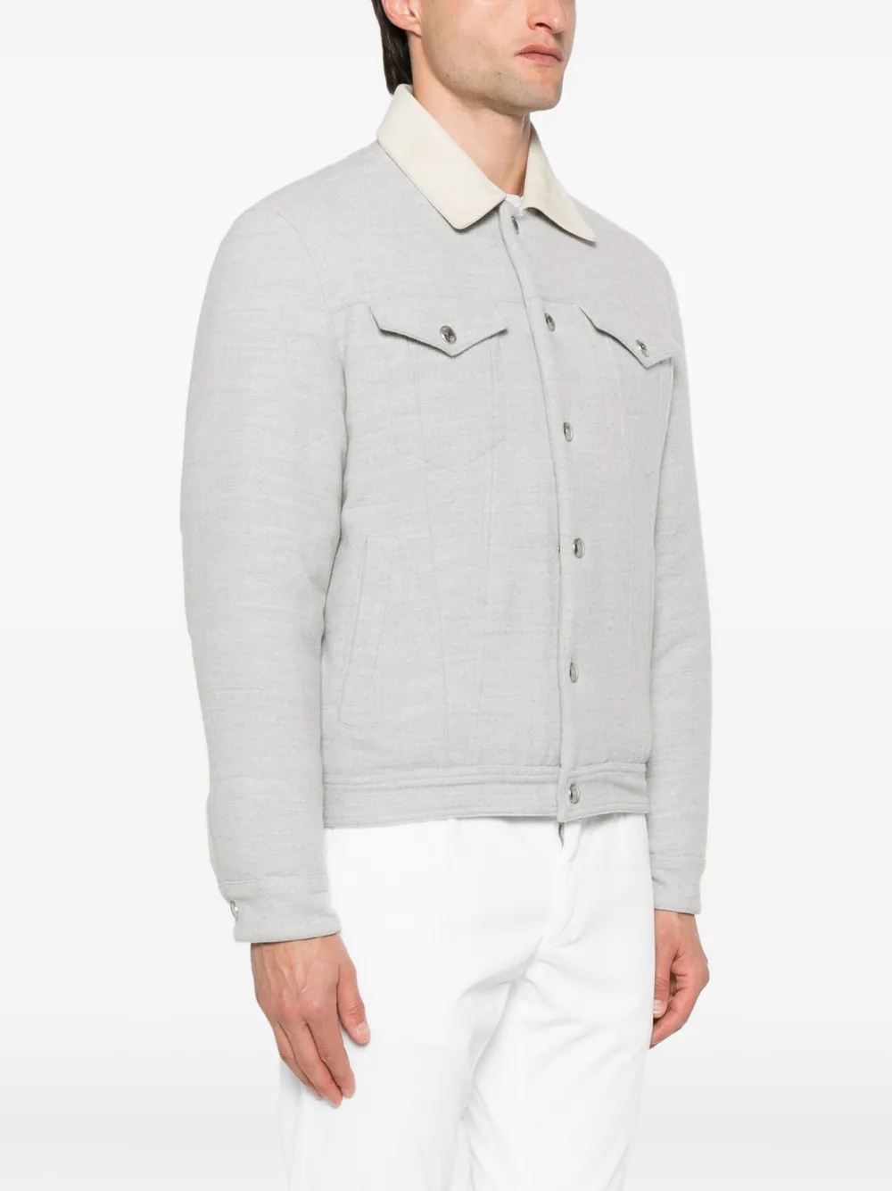  Eleventy Collared Wool Jacket - Grey 