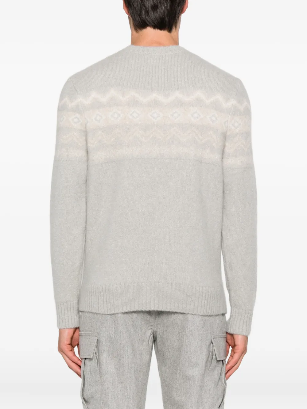 Eleventy Round-neck Jacquard Sweater In Gray