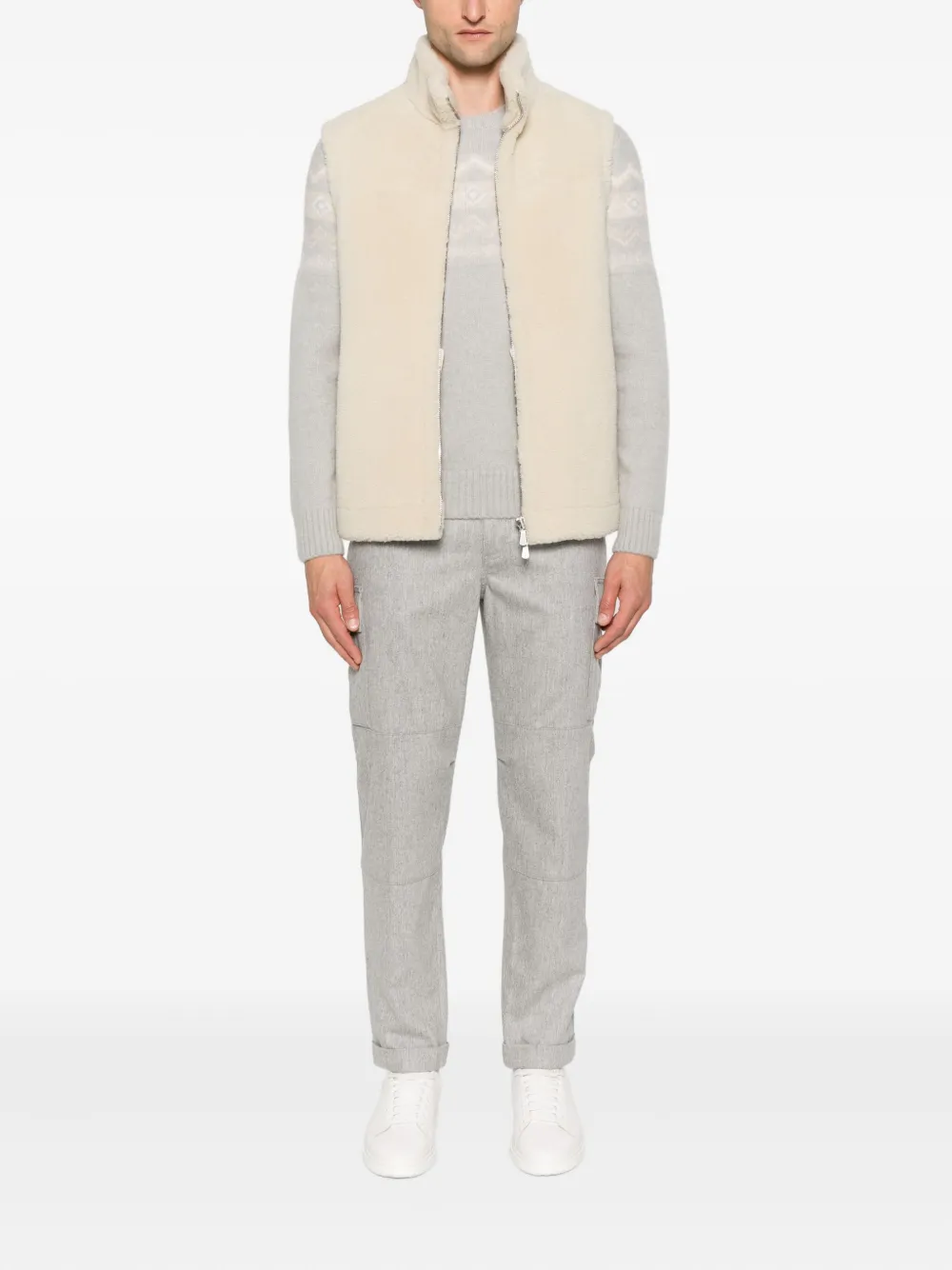 Eleventy shearling zip-front gilet | Waistcoats & Gilets | Image 2