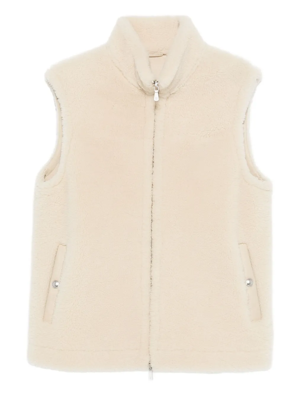 Eleventy shearling zip-front gilet | Neutrals | Image 1