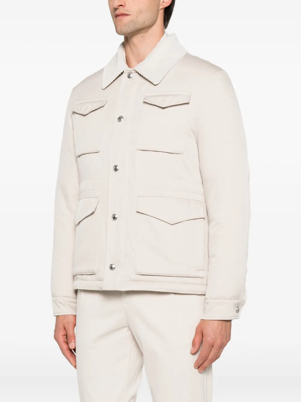Eleventy Jack met ribfluwelen kraag Beige