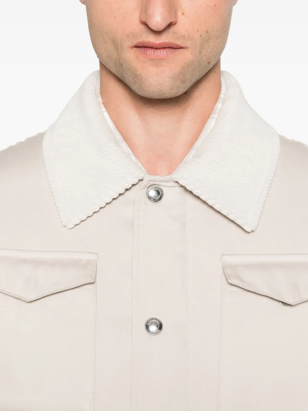 Eleventy Jack met ribfluwelen kraag Beige