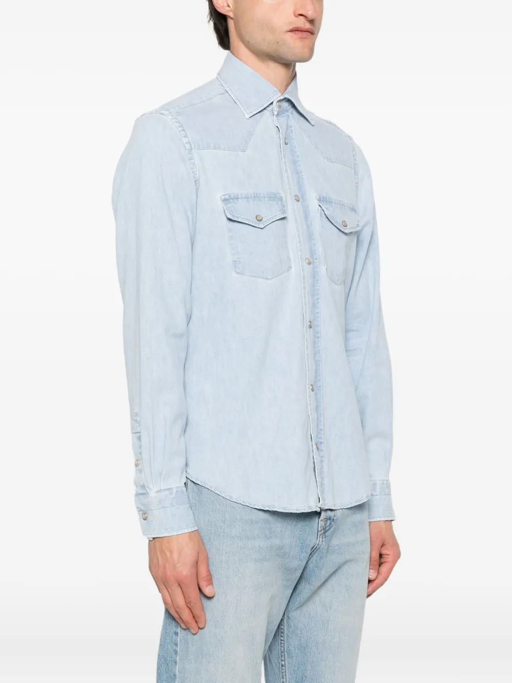  Eleventy Double-pocket Denim Shirt - Blue 