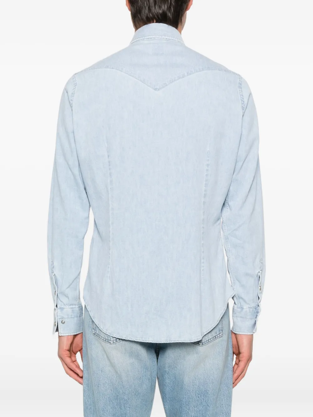 Eleventy Denim overhemd met dubbele zak Blauw