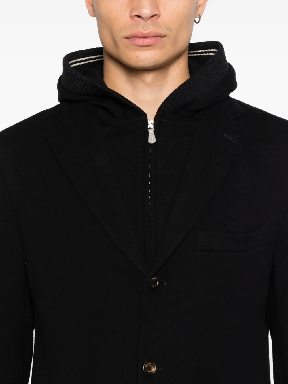 Eleventy Blazer met capuchon en knopen Zwart