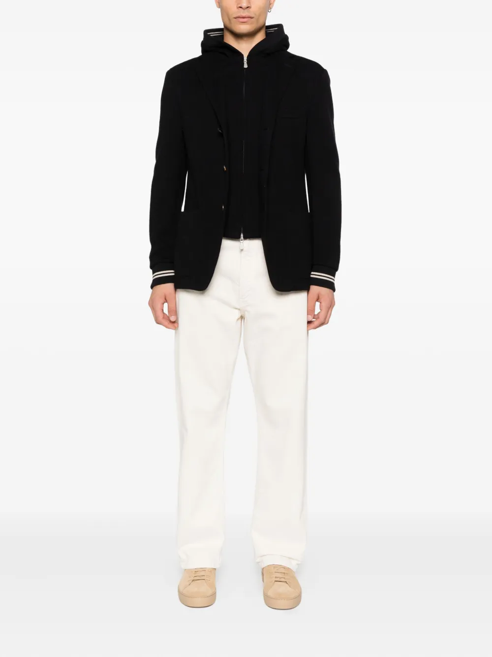 Eleventy Blazer met capuchon en knopen Zwart