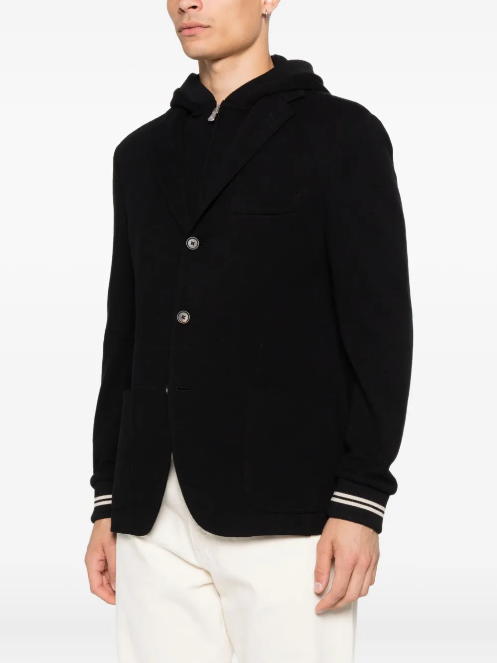 Eleventy Blazer met capuchon en knopen Zwart