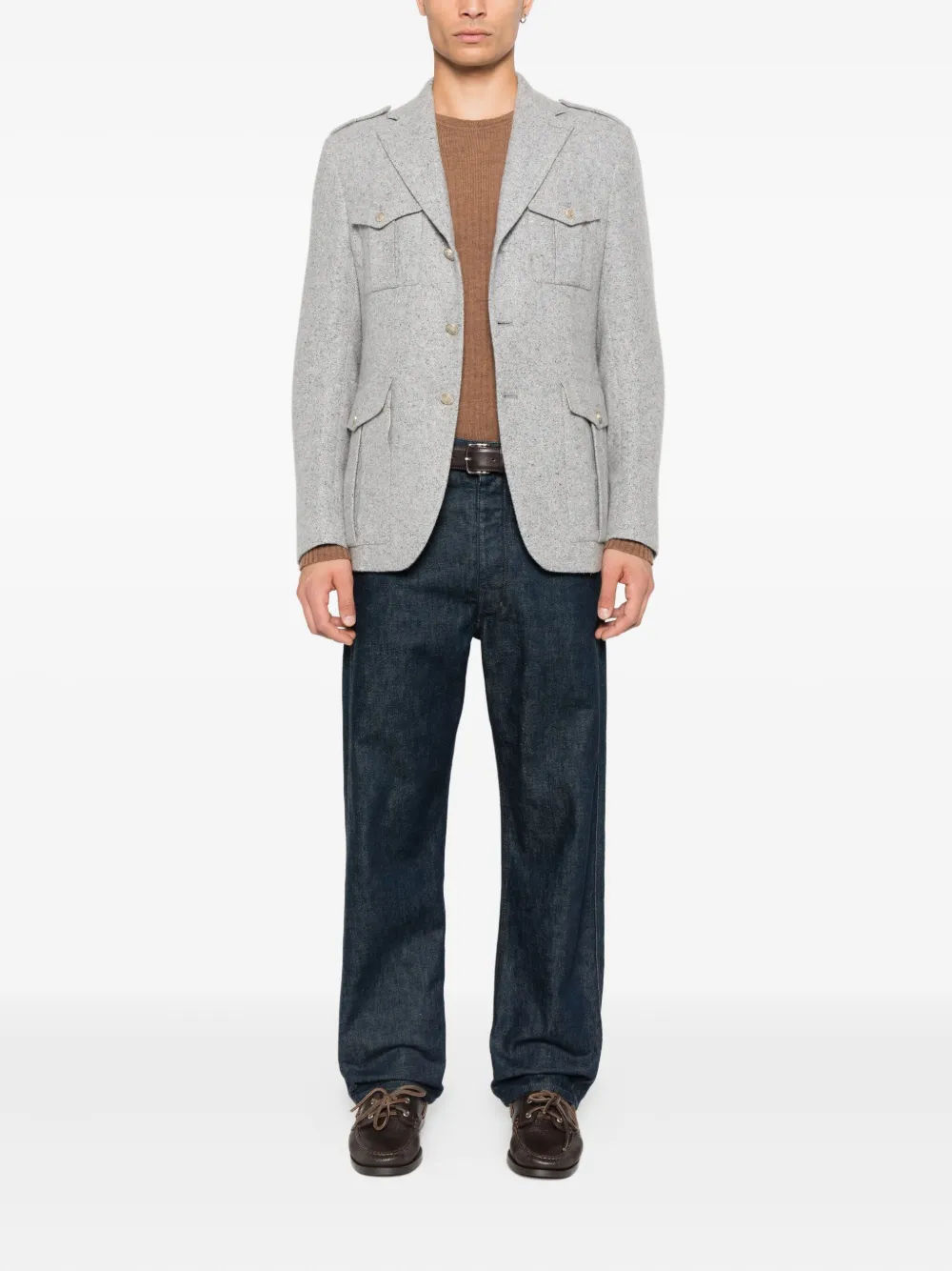 Eleventy Blazer met enkele rij knopen Grijs