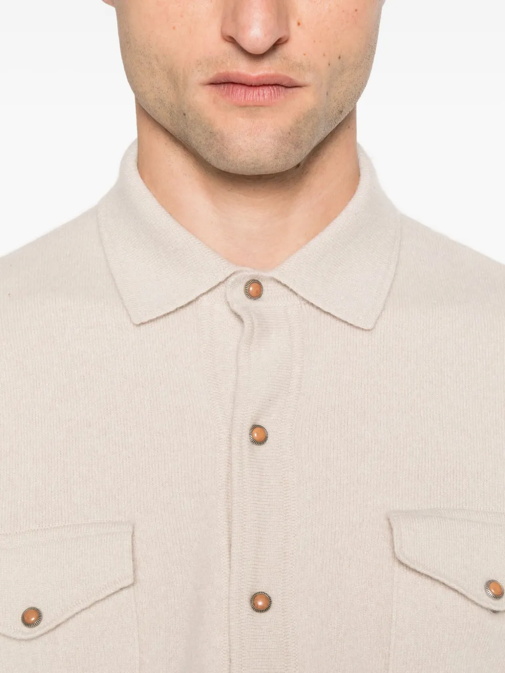 Eleventy Overhemd met zak en knoopsluiting Beige