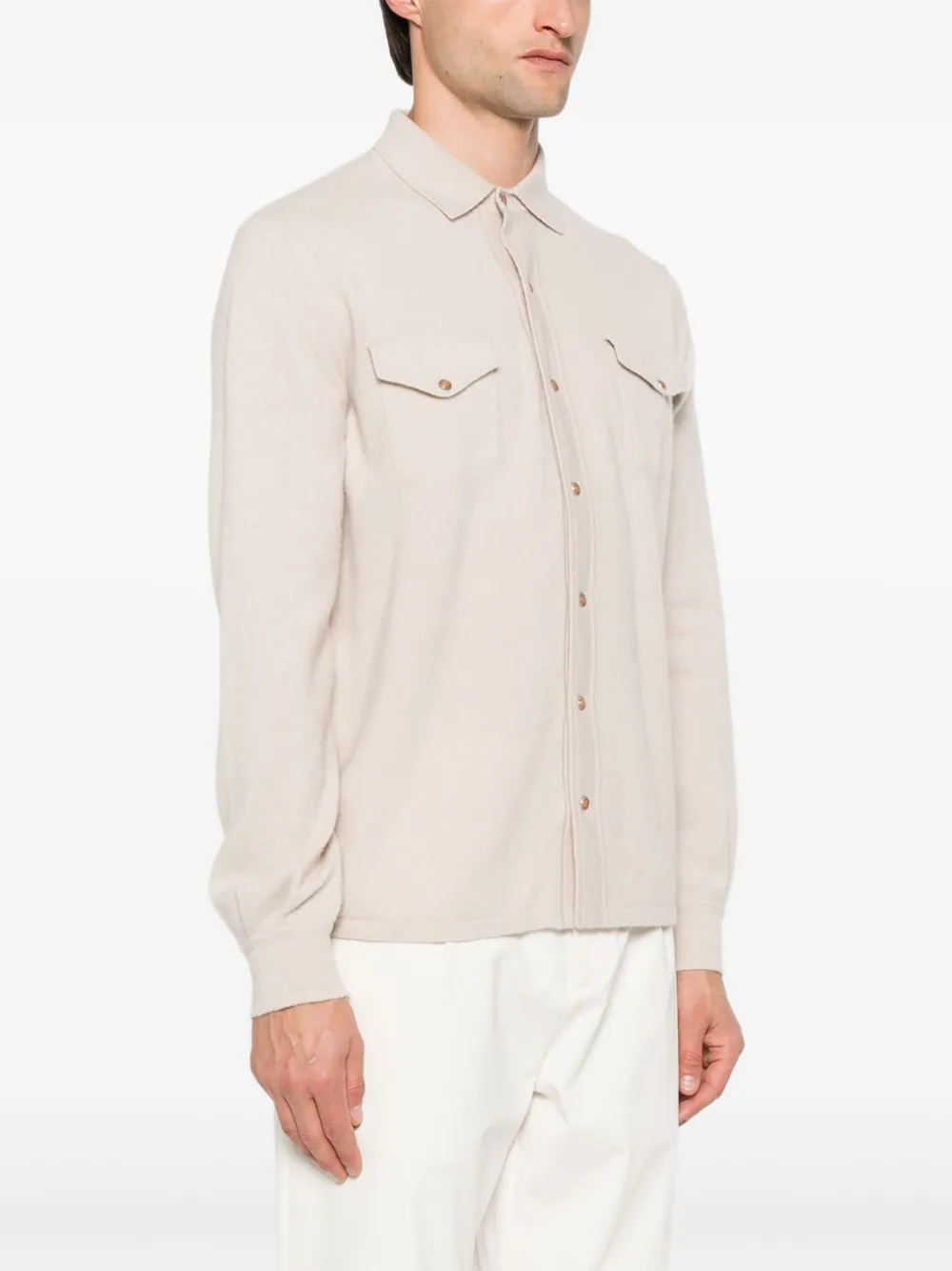 Eleventy Overhemd met zak en knoopsluiting Beige