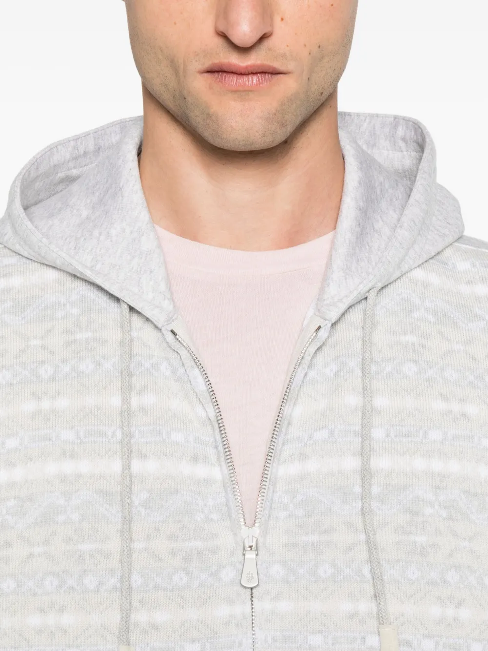 Eleventy Wollen hoodie met patroon Grijs