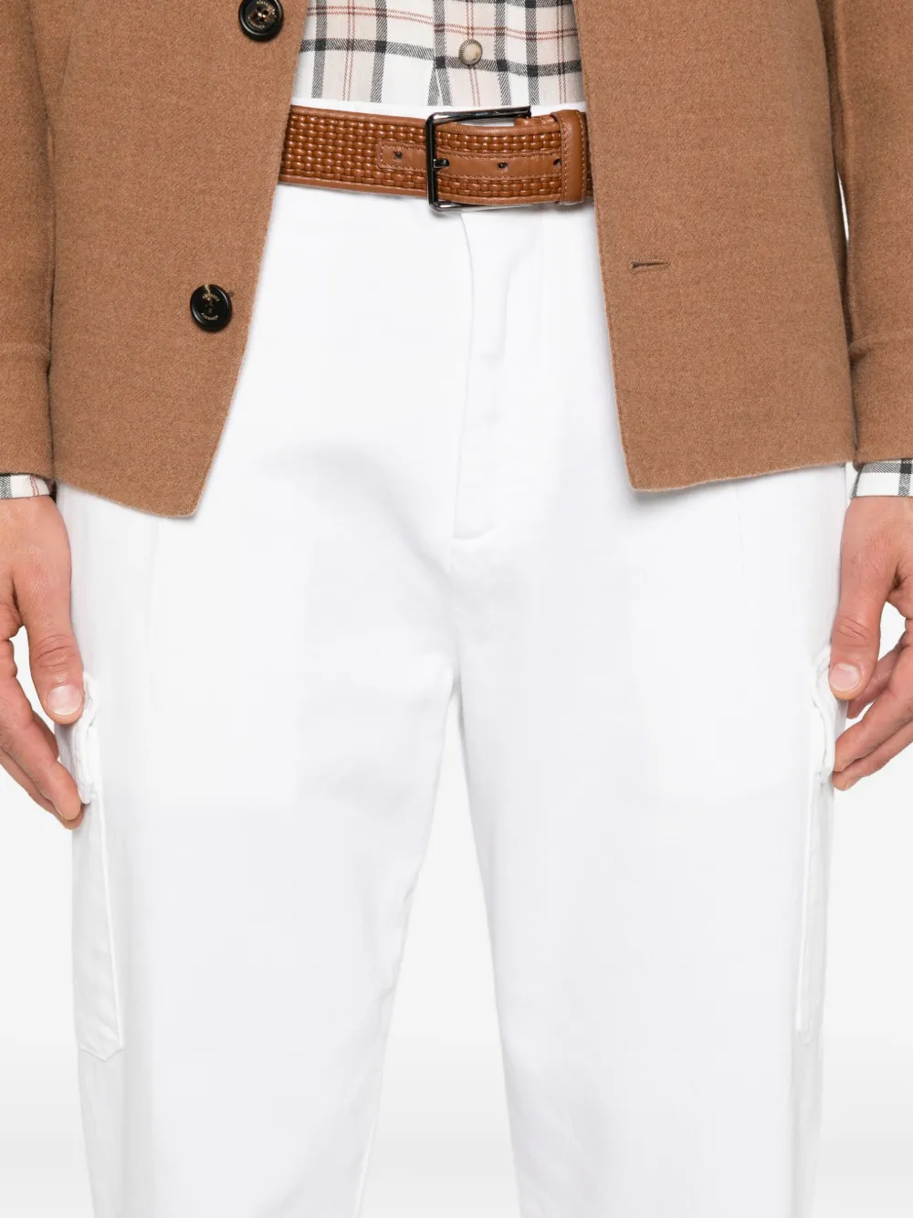 Eleventy Broek met cargo zak Wit