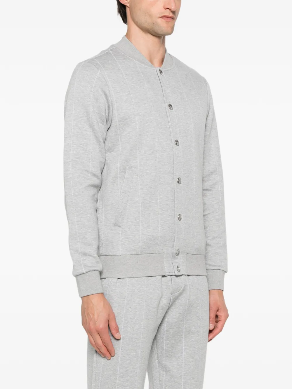  Eleventy Pinstripe Bomber Jacket - Grey 