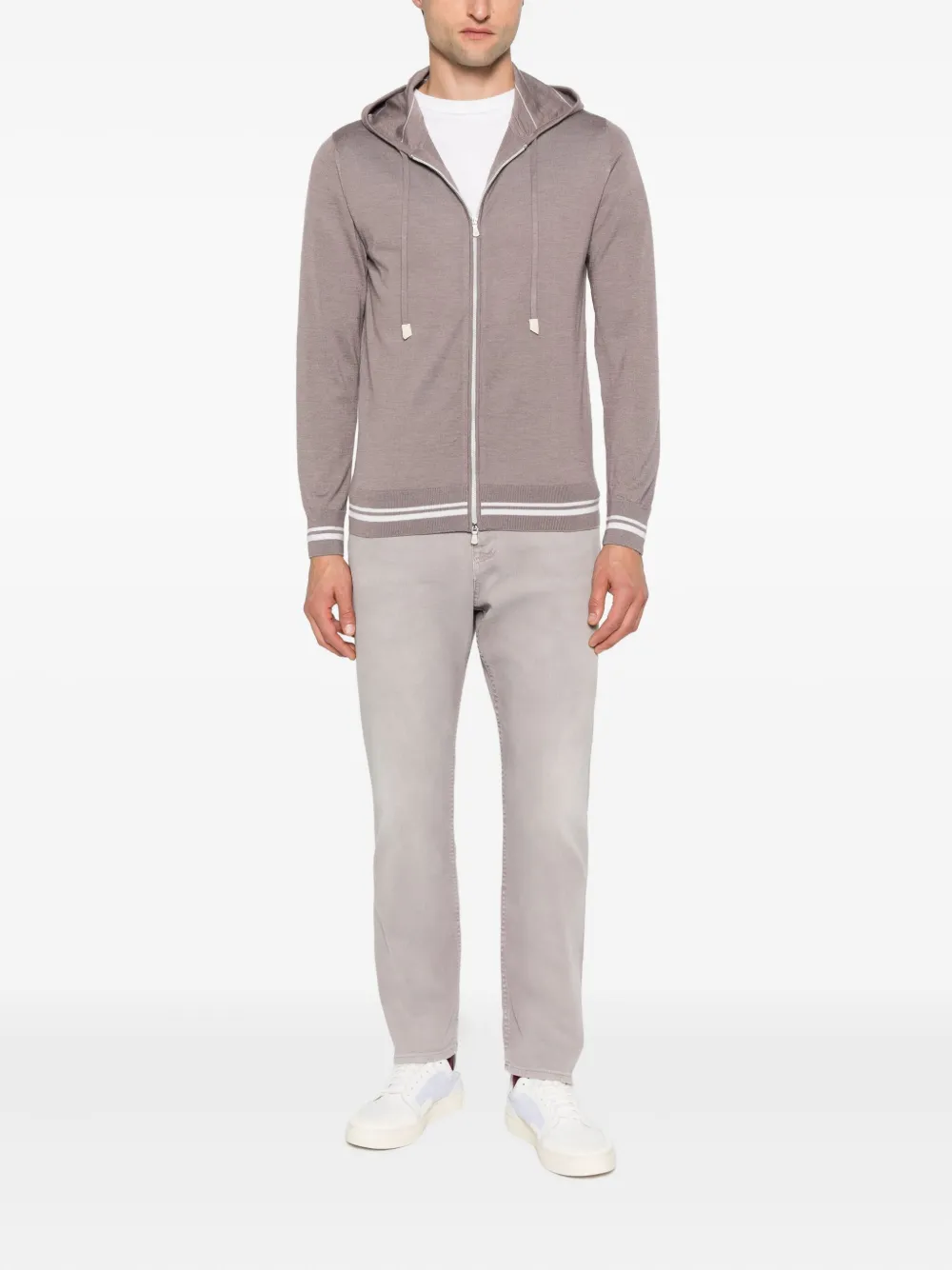 Eleventy Hoodie met rits Beige