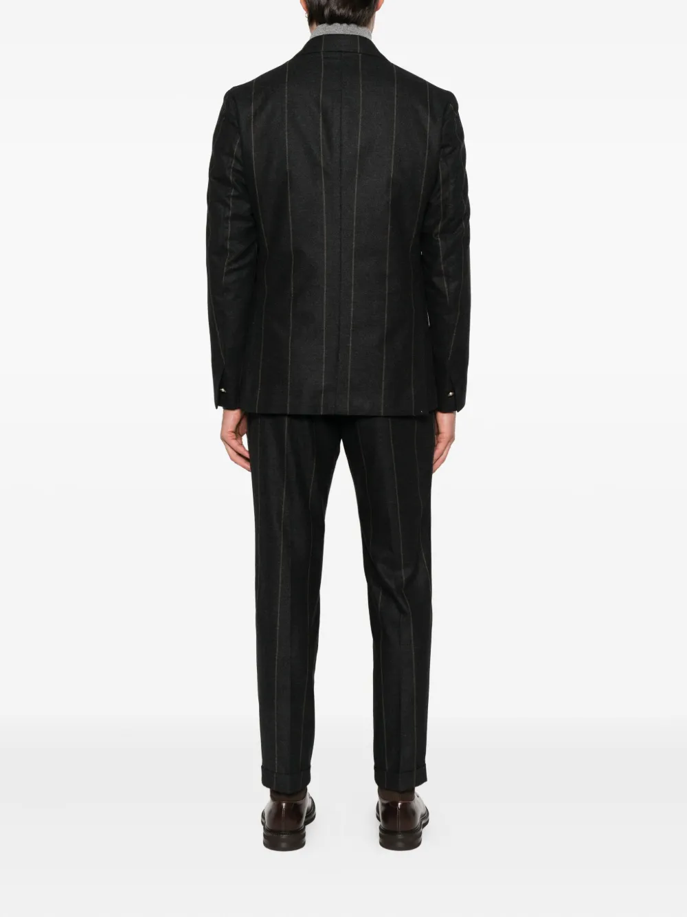  Eleventy Pinstripe Double-breasted Suit - Black 