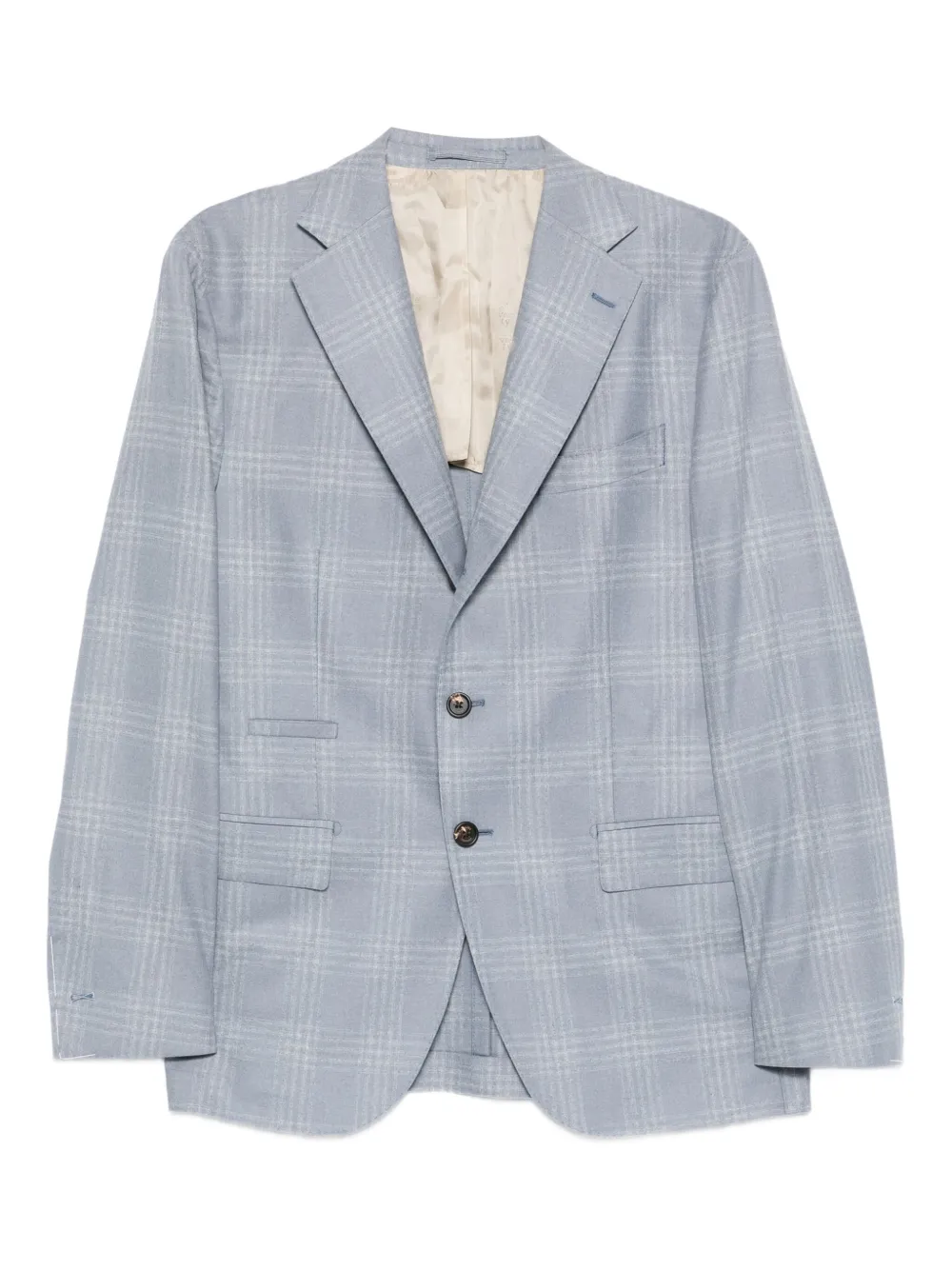 Eleventy checked single-breasted blazer Blauw