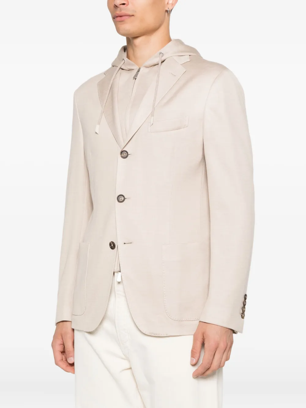  Eleventy Hooded Single-breasted Blazer - Neutrals 