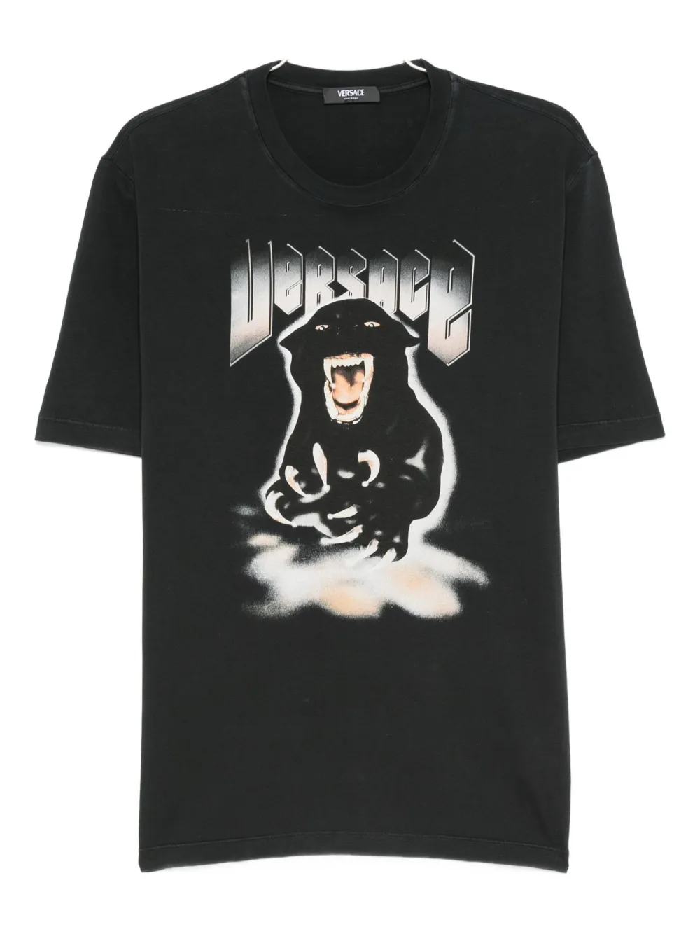 Versace Re-edition Panther Printed Cotton-jersey T-shirt In Black