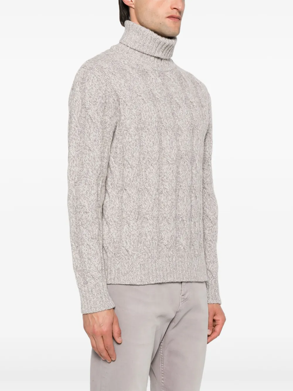  Eleventy Turtleneck Cable-knit Sweater - Purple 
