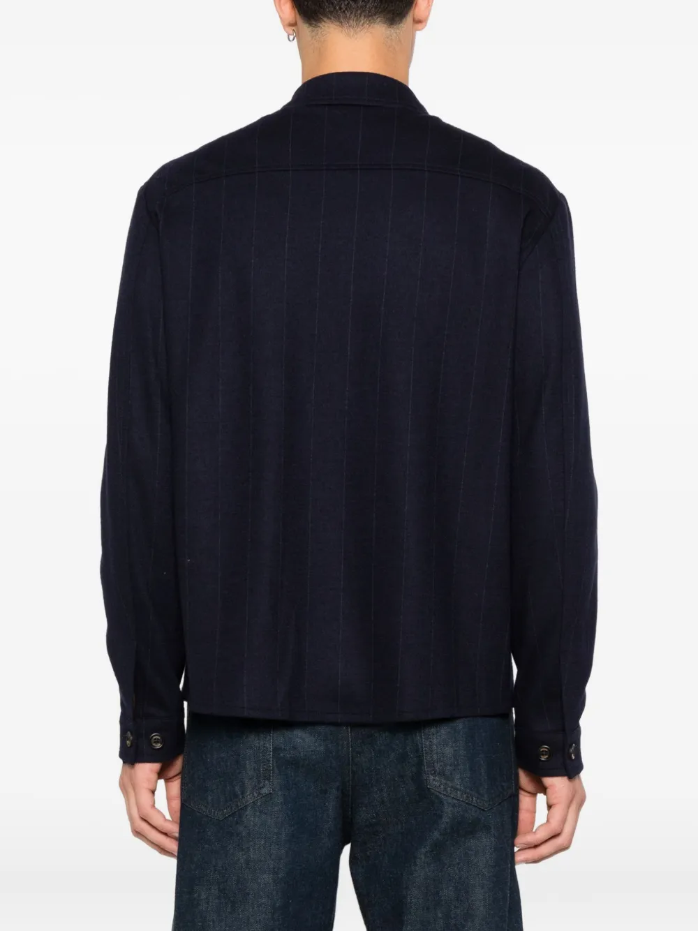 Eleventy Shirtjack met krijtstreep Blauw