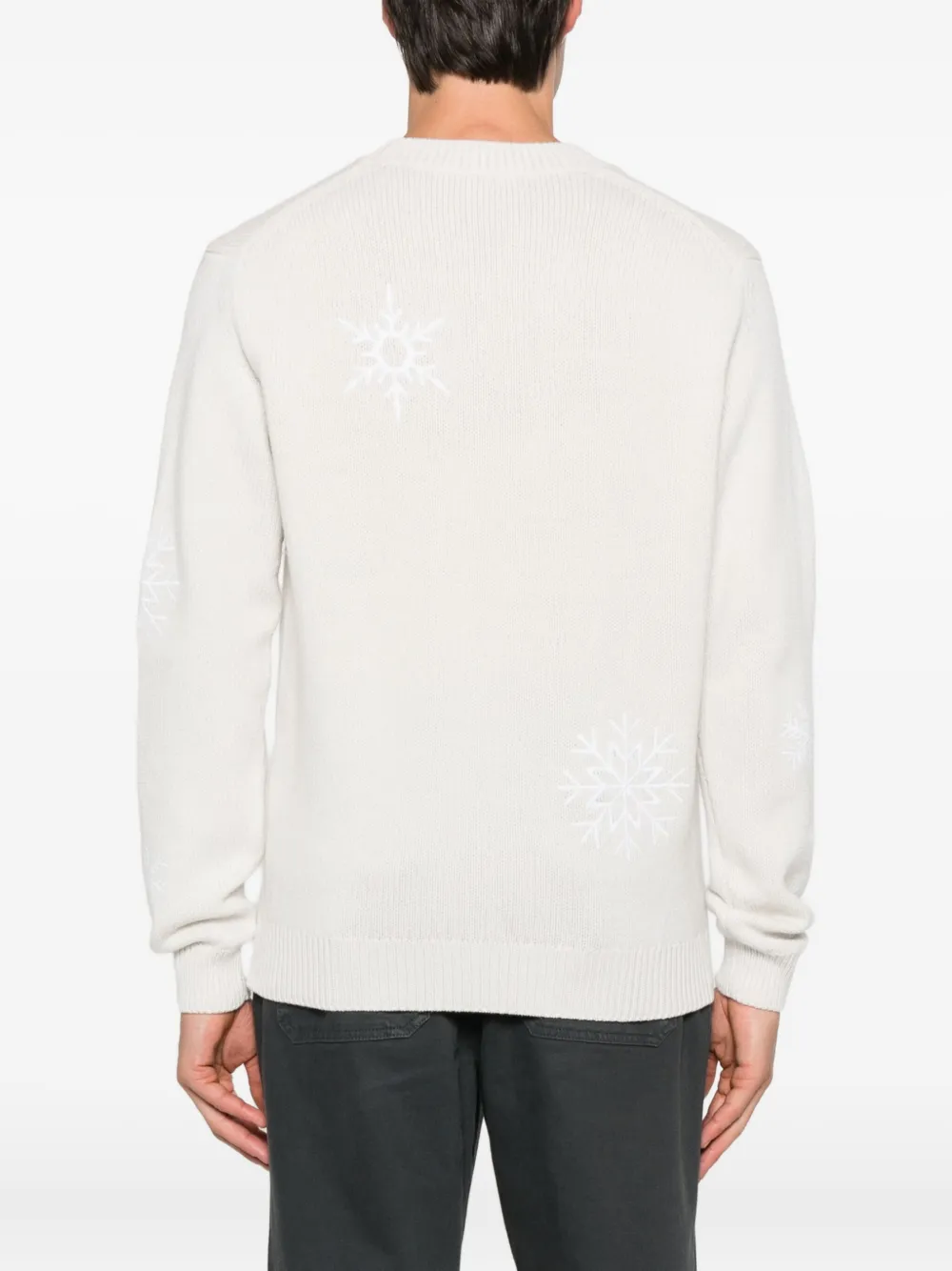 Eleventy Trui met geborduurde sneeuwvlokken Beige
