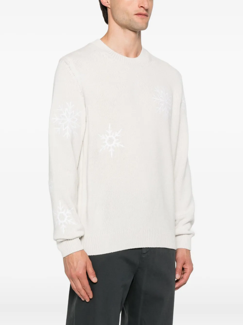 Eleventy Trui met geborduurde sneeuwvlokken Beige