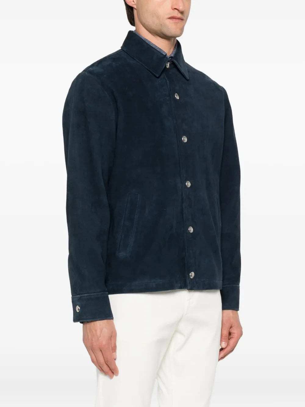 Eleventy Suède shirtjack Blauw