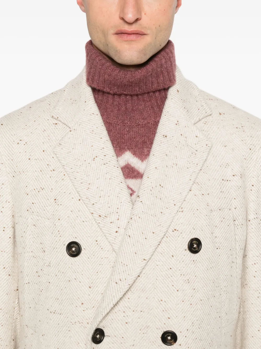 Eleventy Jas met visgraatpatroon Beige