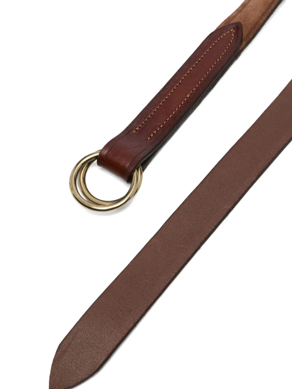 Eleventy Leren gespriem met ring Bruin