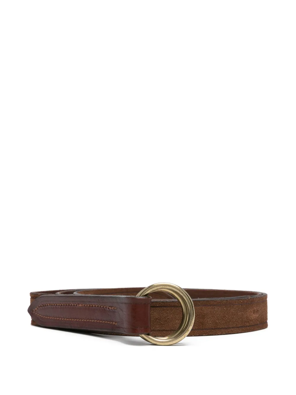 Eleventy Leren gespriem met ring Bruin