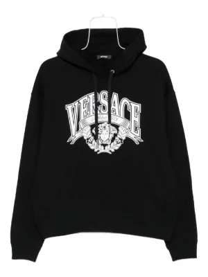 VERSACE 黒 ロゴパーカー Versace Medusa Print Black Cotton Sweatshirt with Hoodie 5XL