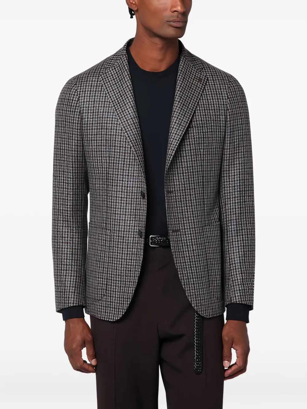 Tagliatore Houndstooth Single-breasted Blazer In Gray
