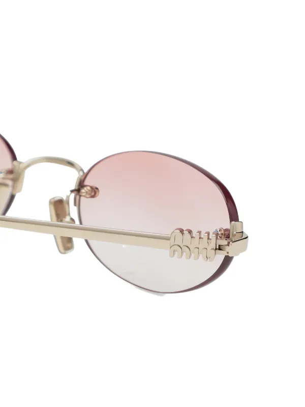 Miu Miu Eyewear リムレス オーバルサングラス | ゴールドトーン 