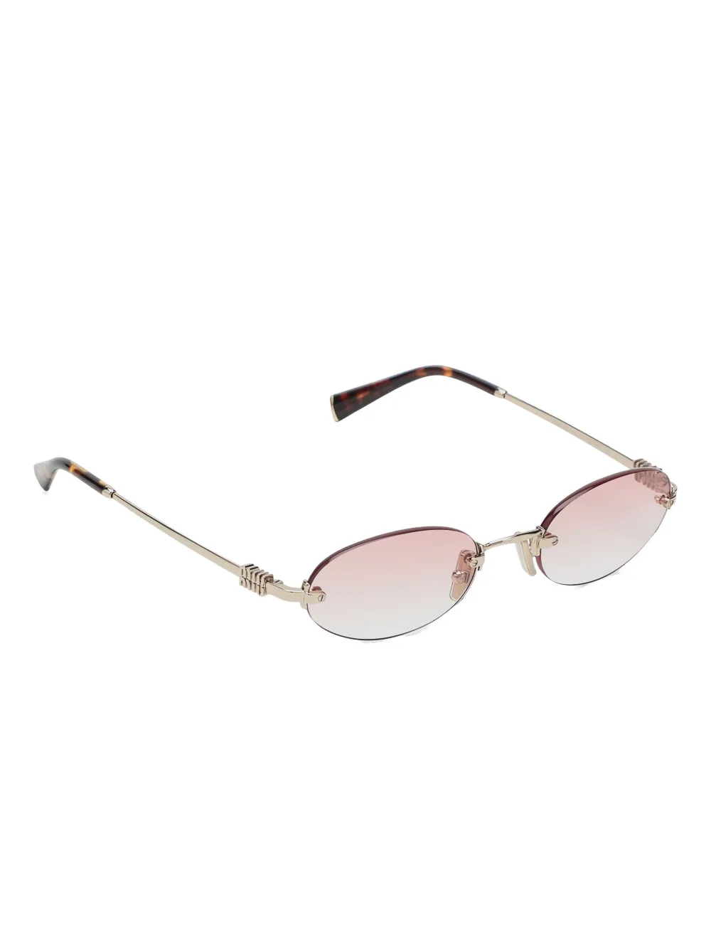 Miu Miu Eyewear Zonnebril met randloos ovalen montuur - Goud
